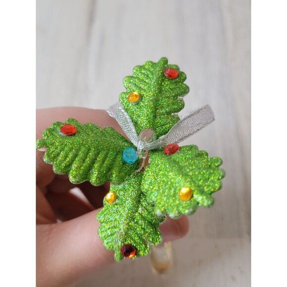 Glass Plumtree glitter AS IS ornament Xmas decor - Picture 4 of 6